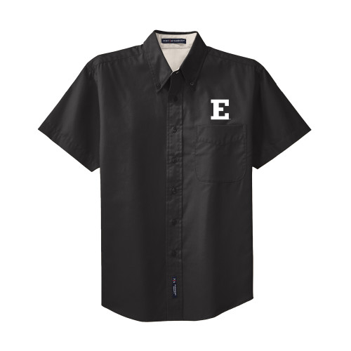  Black Twill Button Down Short Sleeve - Eastern Michigan Athletic Mark