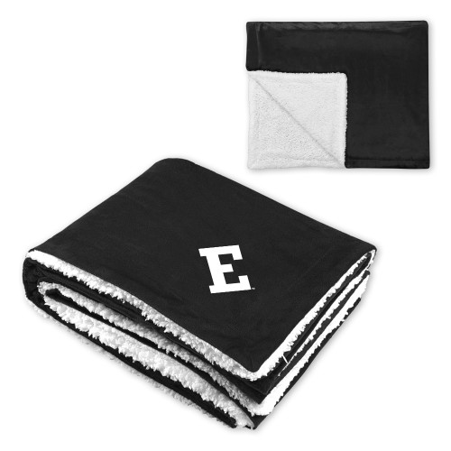  Super Soft Luxurious Black Sherpa Throw Blanket - Eastern Michigan Athletic Mark