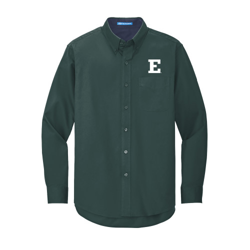  Dark Green Twill Button Down Long Sleeve - Eastern Michigan Athletic Mark
