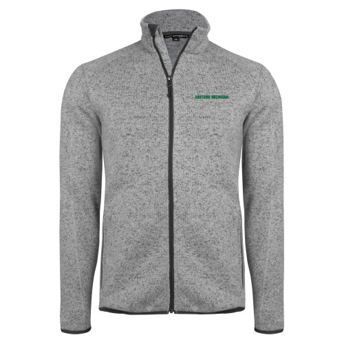  Grey Heather Sweater Fleece Jacket - Eastern Michigan Athletic Wordmark