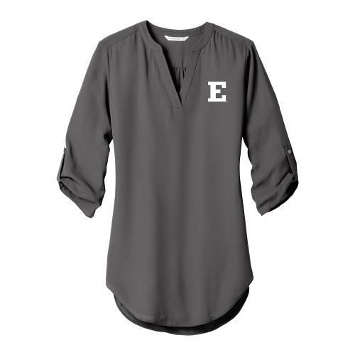  Womens Grey 3/4 Sleeve Tunic Blouse - Eastern Michigan Athletic Mark