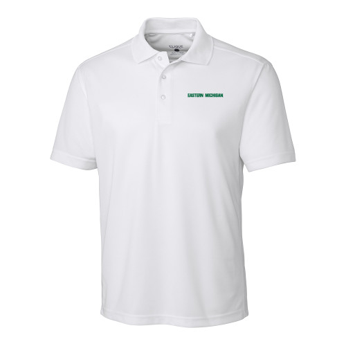  C&B White Clique Ice Pique Polo - Eastern Michigan Athletic Wordmark