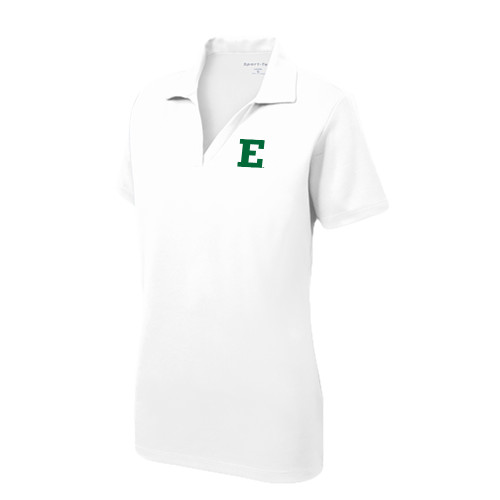  Womens White Dry Mesh Polo - Eastern Michigan Athletic Mark