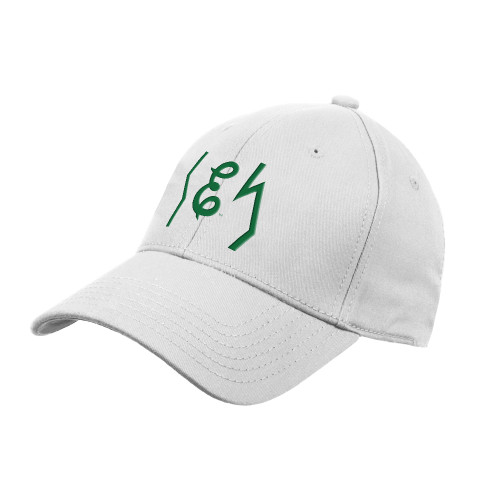  White Structured Adjustable Pro Style Hat - Eastern Michigan Secondary Athletic Mark Script E