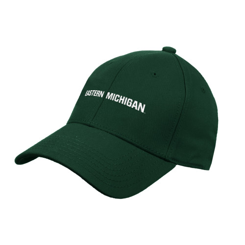  Dark Green Structured Adjustable Pro Style Hat - Eastern Michigan Athletic Wordmark