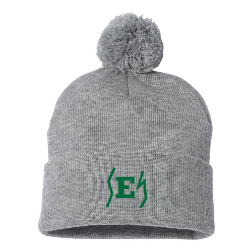  Sportsman Heather Grey Pom Pom Cuffed Beanie - Eastern Michigan Secondary Athletic Mark