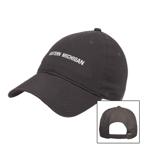  Charcoal Unstructured Adjustable Low Profile Hat - Eastern Michigan Athletic Wordmark