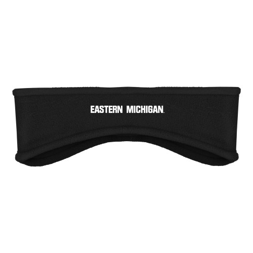  Black Stretch Fleece Headband - Eastern Michigan Athletic Wordmark