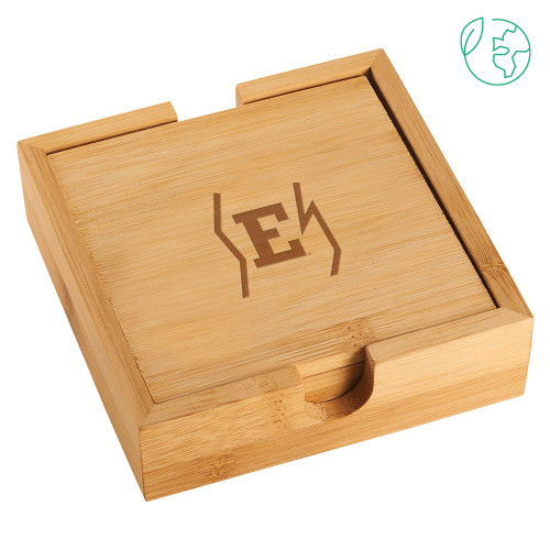  Bamboo Coaster Set - Eastern Michigan Secondary Athletic Mark Engraved