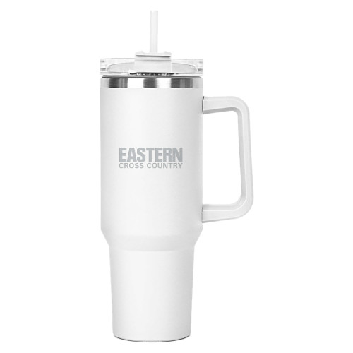  Hippo White Mug & Straw Lid with Twist Closure 40 oz - Cross Country - Eastern Michigan Engraved