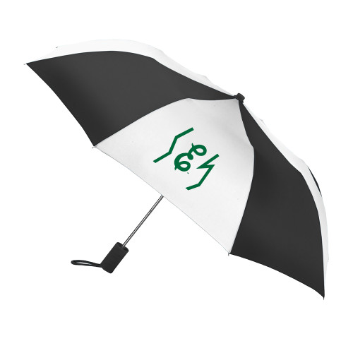  42 Inch Slim Stick Black/White Umbrella - Eastern Michigan Secondary Athletic Mark Script E