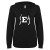 Thumbnail image for  ENZA Womens Black V Notch Raw Edge Fleece Hoodie