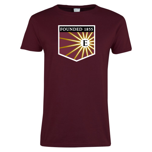  Womens Maroon Short Sleeve Tee - Shield