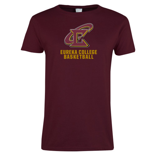  Womens Maroon Short Sleeve Tee - Basketball