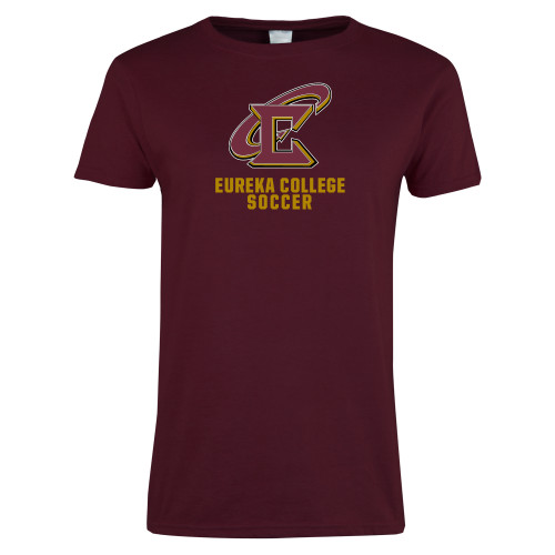  Womens Maroon Short Sleeve Tee - Soccer