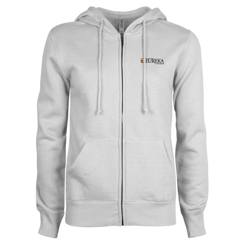  ENZA Womens White Fleece Full Zip Hoodie - Eureka College w/ Shield