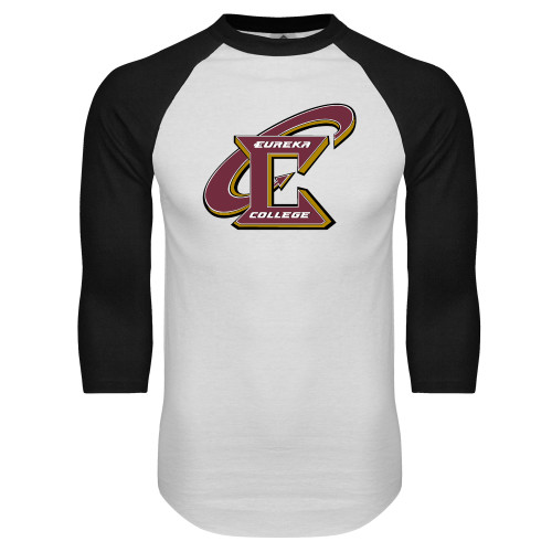  White/Black Raglan Baseball T Shirt - Primary Athletic Mark