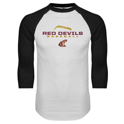  White/Black Raglan Baseball T Shirt - Baseball Seams