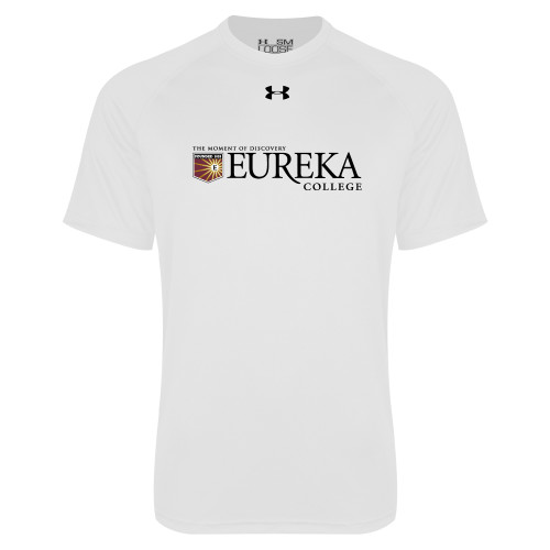  Under Armour White Tech Tee - Eureka College w/ Shield