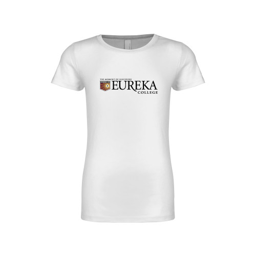  Next Level Girls White Fashion Fit T Shirt - Eureka College w/ Shield