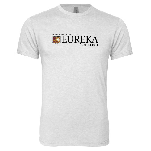  Next Level Heather White Triblend Tee - Eureka College w/ Shield