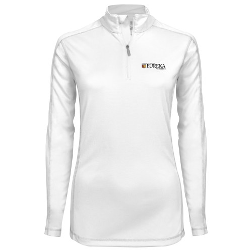  Syntrel Womens White Interlock 1/4 Zip - Eureka College w/ Shield