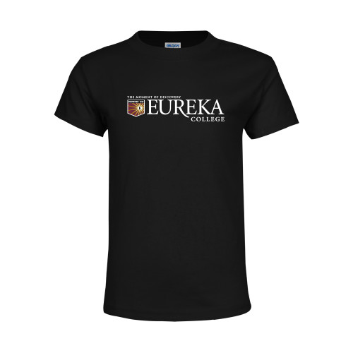  Youth Black T Shirt - Eureka College w/ Shield