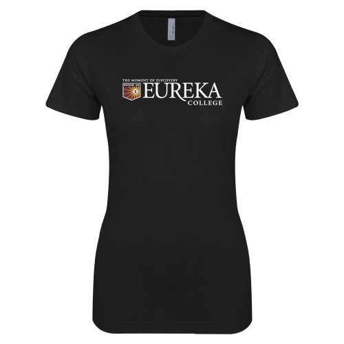  Next Level Womens Black Boyfriend Tee - Eureka College w/ Shield