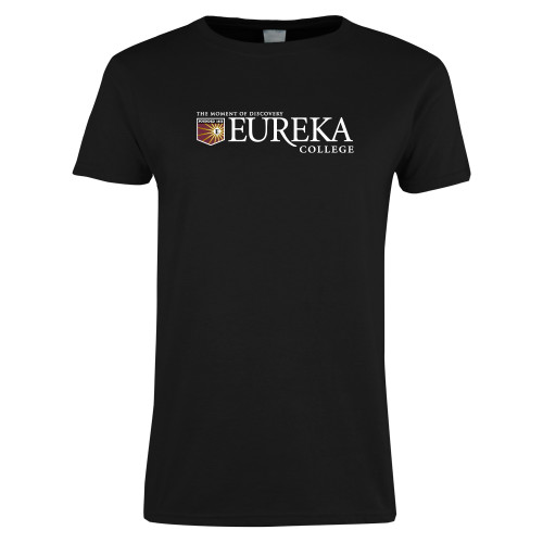  Womens Black Short Sleeve Tee - Eureka College w/ Shield