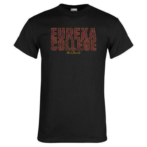  Black T Shirt - Block Text Distressed
