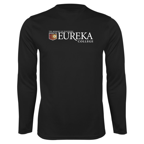  Black Performance Long Sleeve Shirt - Eureka College w/ Shield