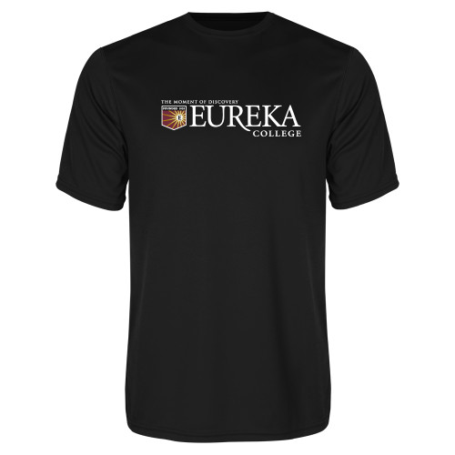  Black Performance Tee - Eureka College w/ Shield