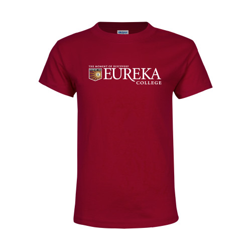  Youth Maroon T Shirt - Eureka College w/ Shield