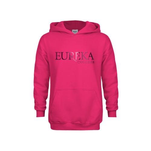  Youth Hot Pink Fleece Hoodie - Wordmark Foil