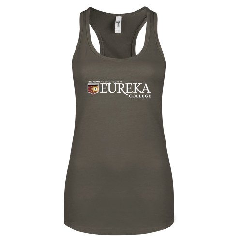  Next Level Womens Charcoal Racerback Tank - Eureka College w/ Shield