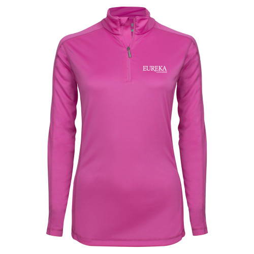  Syntrel Womens Raspberry Interlock 1/4 Zip - Wordmark