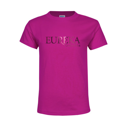  Youth Hot Pink T Shirt - Wordmark Foil