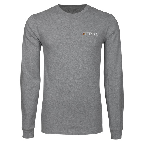  Grey Long Sleeve T Shirt - Eureka College w/ Shield