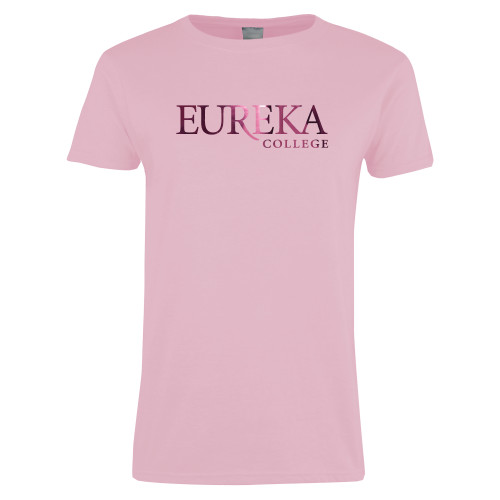  Womens Pink Short Sleeve Tee - Wordmark Foil
