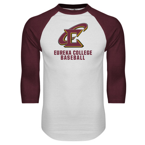  White/Maroon Raglan Baseball T Shirt - Baseball