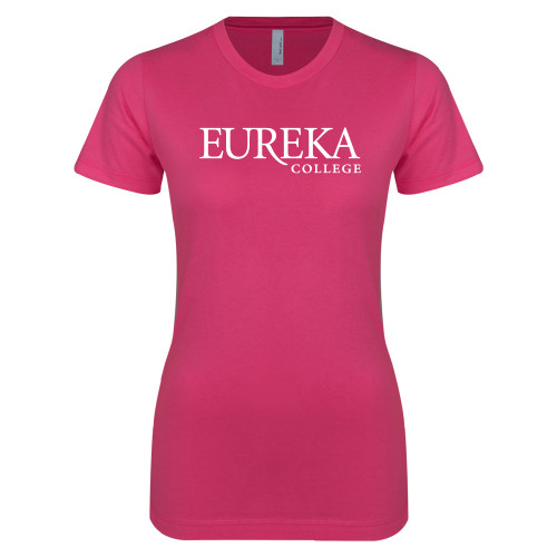  Next Level Womens Fuchsia Boyfriend Tee - Wordmark