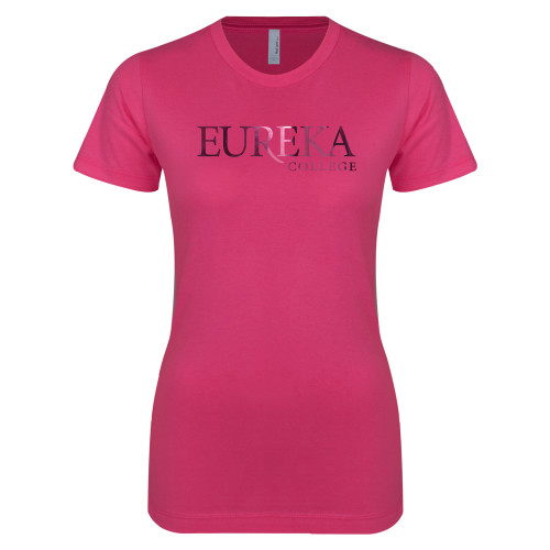  Next Level Womens Fuchsia Boyfriend Tee - Wordmark Foil