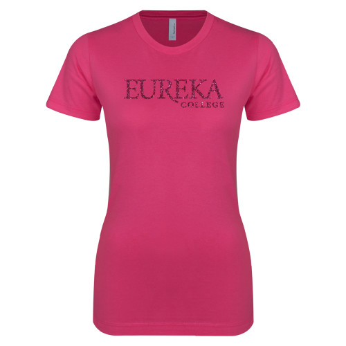  Next Level Womens Fuchsia Boyfriend Tee - M Hot Pink Glitter
