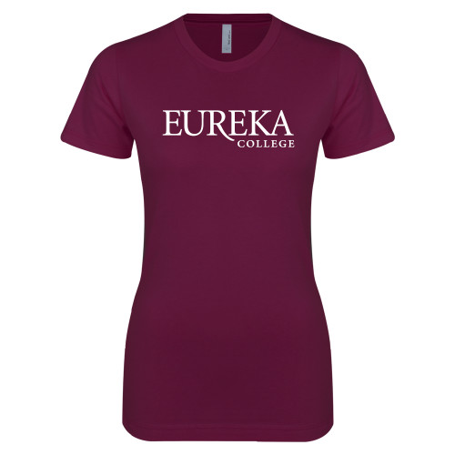  Next Level Womens Maroon Boyfriend Tee - Wordmark