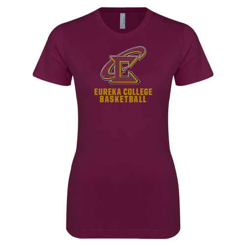  Next Level Womens Maroon Boyfriend Tee - Basketball