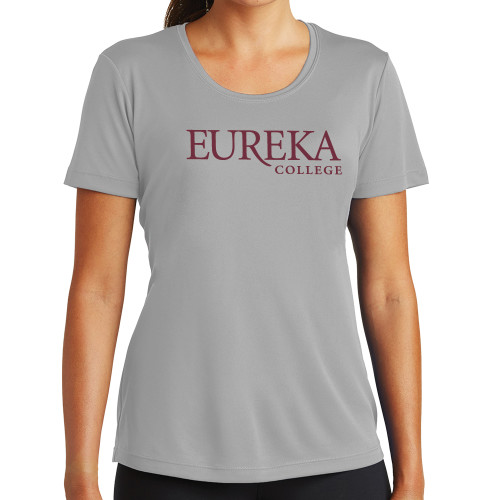  Womens Grey Performance Short Sleeve Tee - Wordmark