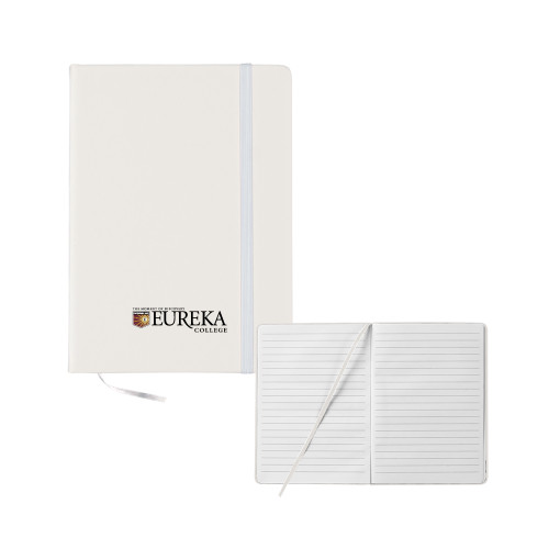  5x7 White Hard Cover Journal - Eureka College w/ Shield