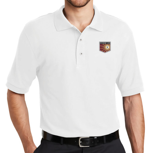  White Silk Touch Polo - Shield