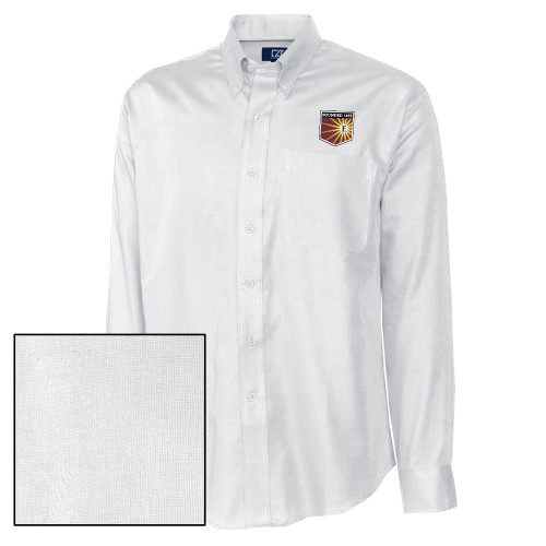 Cutter & Buck Nailshead Long Sleeve Button Down White - Shield