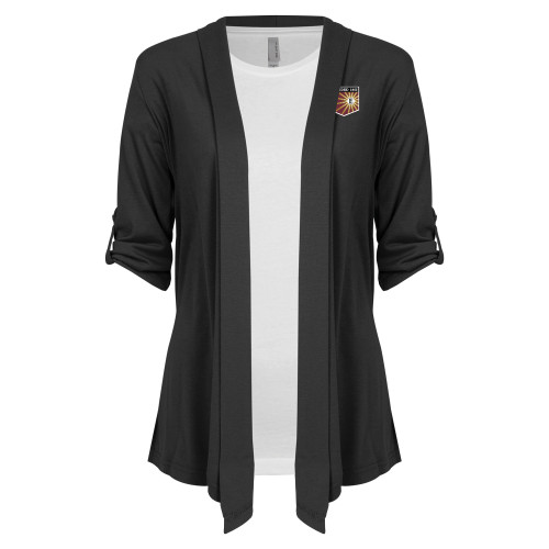  Womens Grey Drape Front Cardigan Sweater - Shield